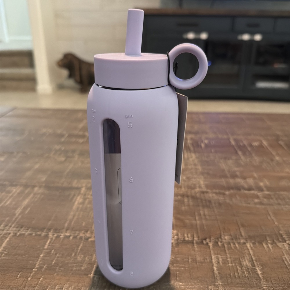 Bink 21oz Fog Day Bottle Borosilicate Glass Water Bottle Hydration Tracking New